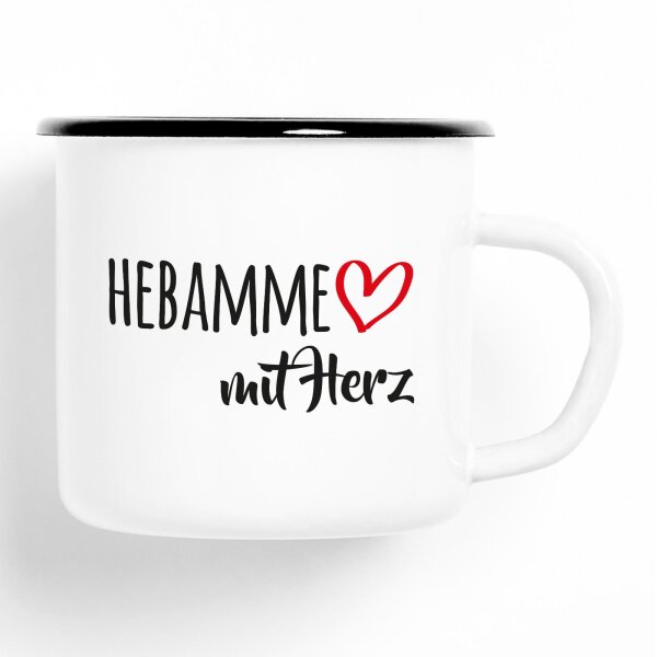 Emaille Tasse Hebamme Vintage 300ml