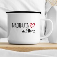 Emaille Tasse Nachbarin Vintage 300ml