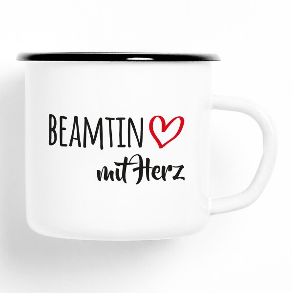 Emaille Tasse Beamtin Vintage 300ml