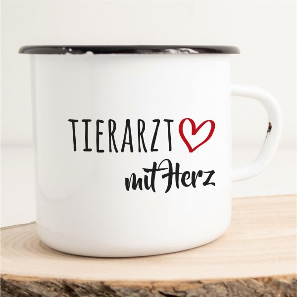 Emaille Tasse Tierartz Vintage 300ml