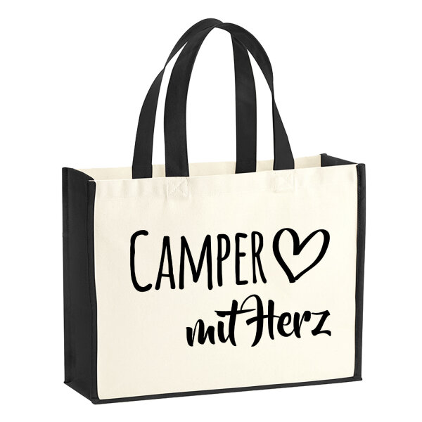 Jutetasche Camper mit Herz 21 Liter Black