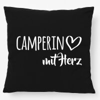 Kissen Camperin mit Herz 40x40cm