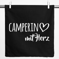 Kissenbezug Camperin mit Herz 40x40cm Black