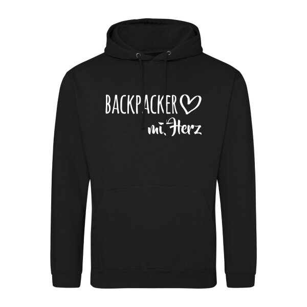 Unisex Hoodie Backpacker mit Herz Größe S-3XL