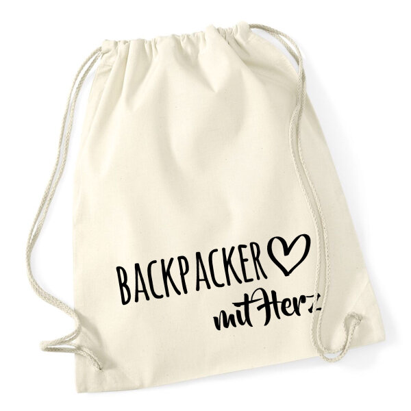 Turnbeutel Backpacker mit Herz 12 Liter