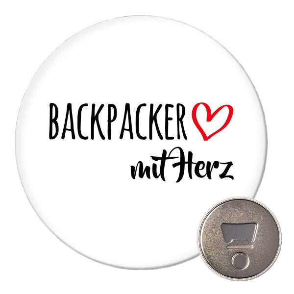 Magnet Backpacker mit Herz 59mm Kühlschrankmagnet Flaschenöffner