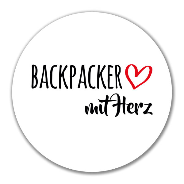 Aufkleber Backpacker mit Herz 10cm Sticker