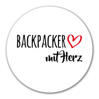 Aufkleber Backpacker mit Herz 10cm Sticker