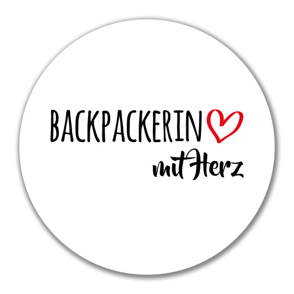 Aufkleber Backpackerin mit Herz 10cm Sticker