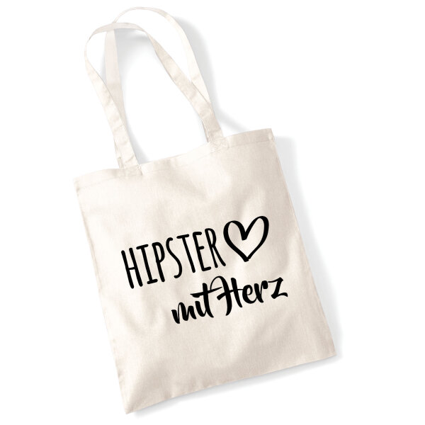 Jutebeutel Hipster mit Herz 10 Liter