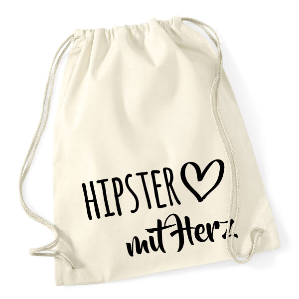 Turnbeutel Hipster mit Herz 12 Liter