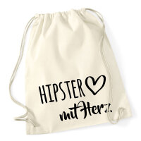 Turnbeutel Hipster mit Herz 12 Liter
