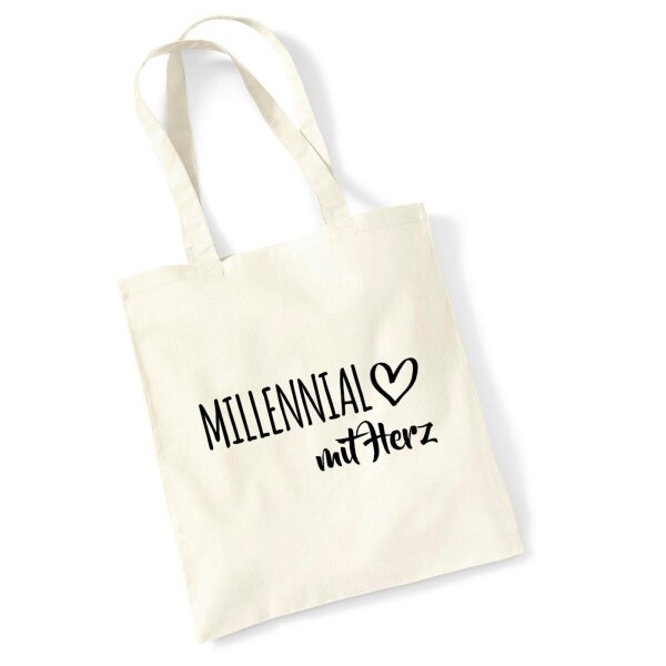 Jutebeutel Millennial mit Herz 10 Liter
