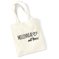 Jutebeutel Millennial mit Herz 10 Liter