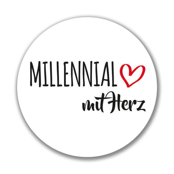 Aufkleber Millennial mit Herz 10cm