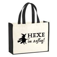 Jutetasche Hexe im Anflug 21 Liter Black