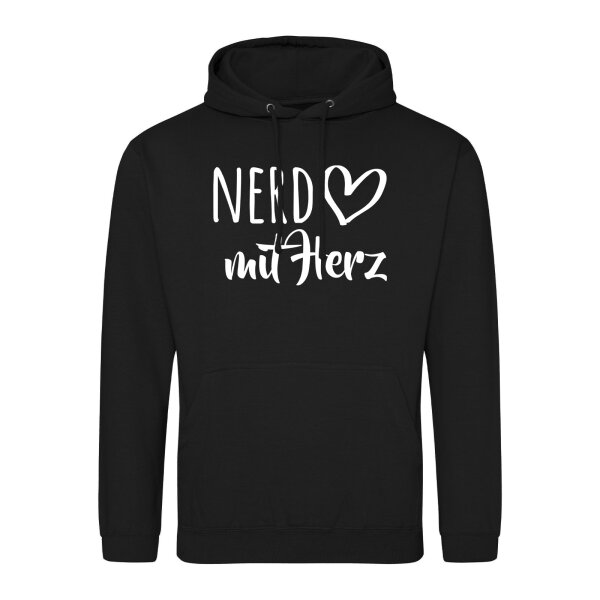 Unisex Hoodie Nerd mit Herz Größe S-3XL