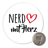 Magnet Nerd mit Herz 59mm Kühlschrankmagnet Flaschenöffner