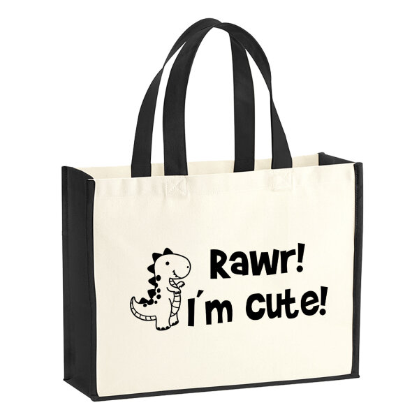 Jutetasche T-Rex I`m cute 21 Liter Black