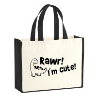 Jutetasche Brachiosaurus I`m cute 21 Liter Black