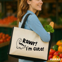 Jutetasche Brachiosaurus I`m cute 21 Liter Black