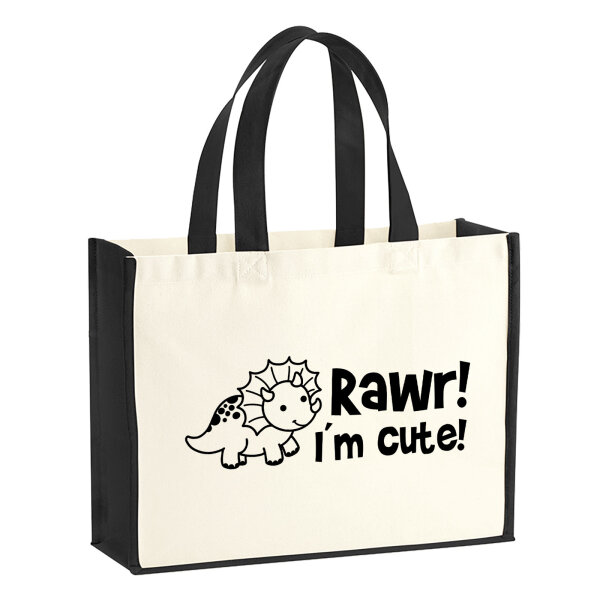 Jutetasche Triceratops I`m cute 21 Liter Black