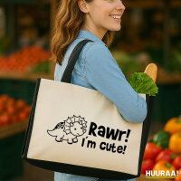 Jutetasche Triceratops I`m cute 21 Liter Black