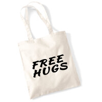 Jutebeutel Free Hugs Schriftzug 10 Liter