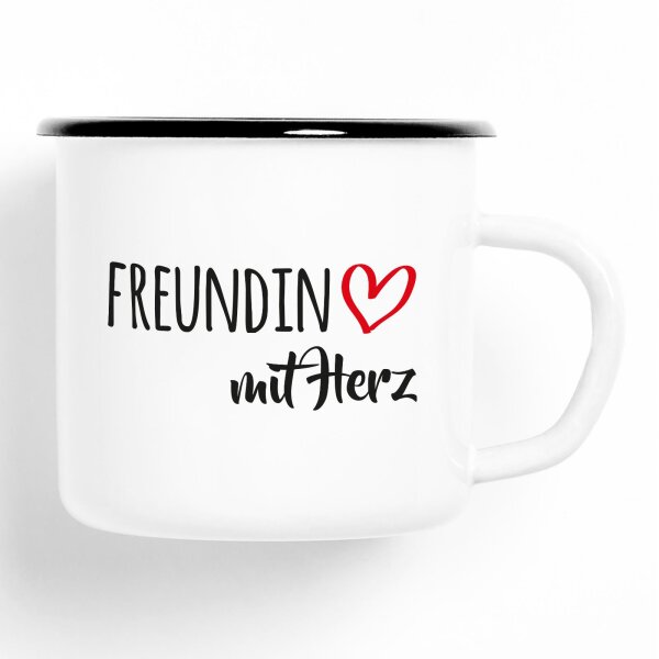 Emaille Tasse Freundin Vintage 300ml