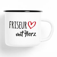 Emaille Tasse Friseur Vintage 300ml