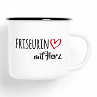 Emaille Tasse Friseurin Vintage 300ml