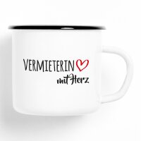 Emaille Tasse Vermieterin Vintage 300ml