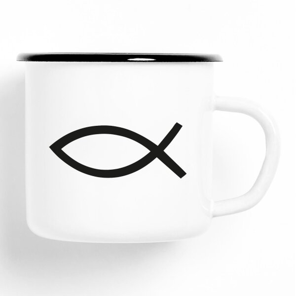 Emaille Tasse Fische Symbol Vintage 300ml