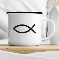 Emaille Tasse Fische Symbol Vintage 300ml