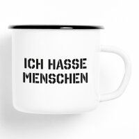 Emaille Tasse ICH HASSE MENSCHEN Vintage 300ml