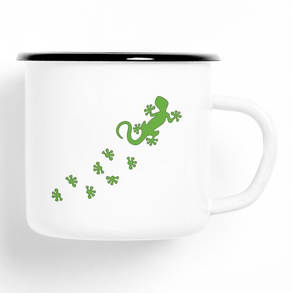 Emaille Tasse Gecko Tapsen Vintage 300ml
