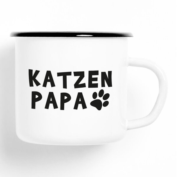 Emaille Tasse Katzenpapa Vintage 300ml