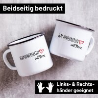 Emaille Tasse Handwerkerin Vintage 300ml