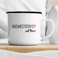 Emaille Tasse Hausmeisterin Vintage 300ml