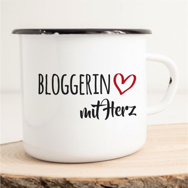 Emaille Tasse Bloggerin Vintage 300ml