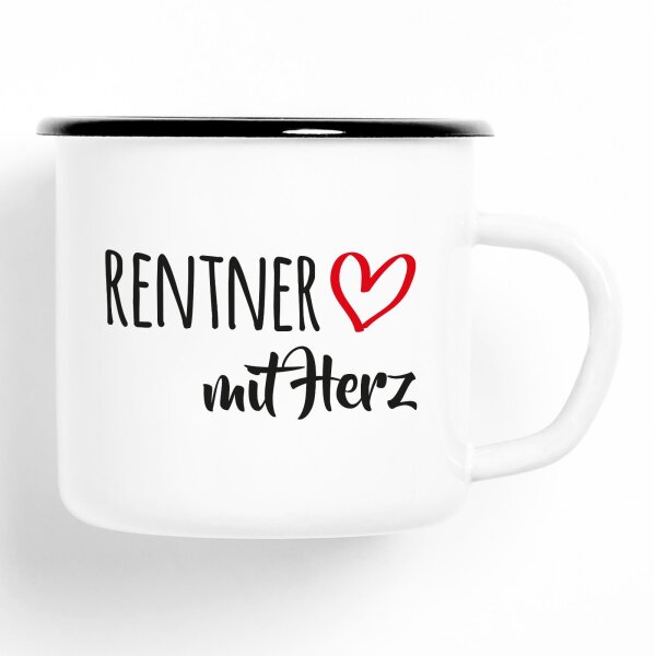 Emaille Tasse Rentner Vintage 300ml