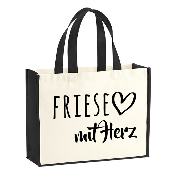 Jutetasche Friese mit Herz 21 Liter Black