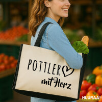 Jutetasche Pottler mit Herz 21 Liter Black