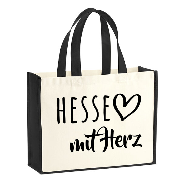 Jutetasche Hesse mit Herz 21 Liter Black