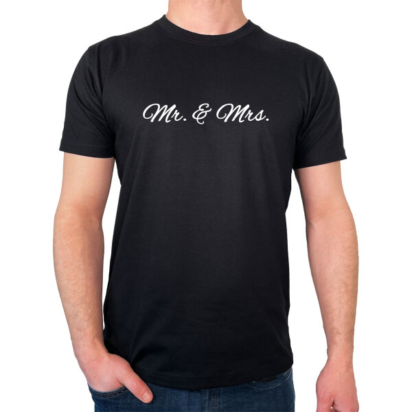 Herren T-Shirt Mr. & Mrs. Schriftzug Größe S-3XL