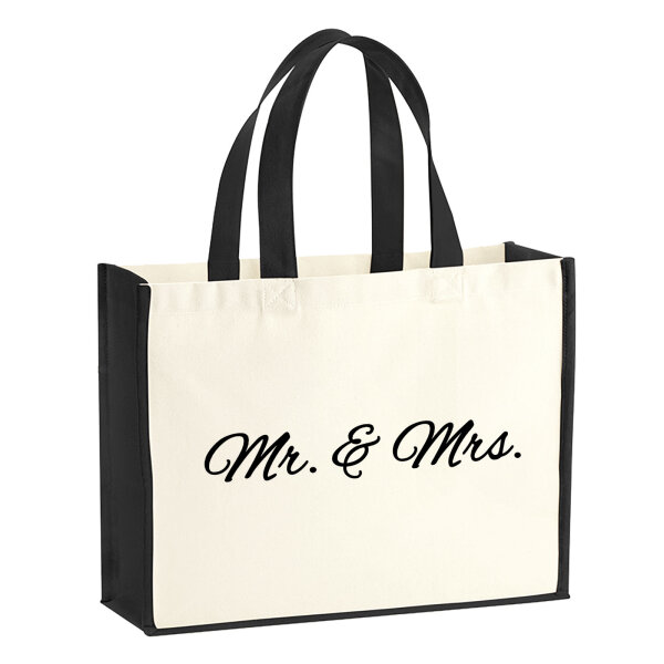 Jutetasche Mr. & Mrs. Schriftzug 21 Liter Black