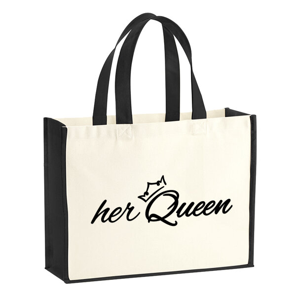 Jutetasche her Queen Krone 21 Liter Black