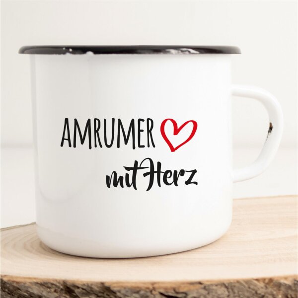 Emaille Tasse Amrumer mit Herz Vintage 300ml
