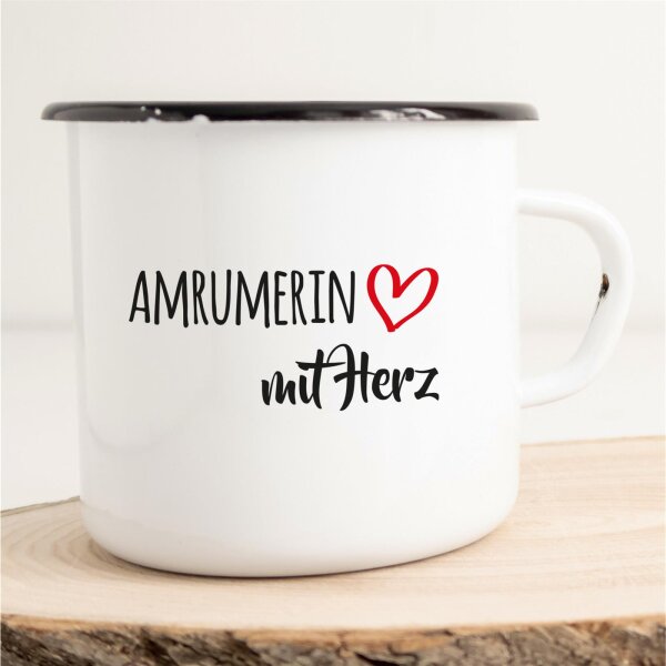 Emaille Tasse Amrumerin mit Herz Vintage 300ml