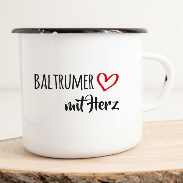 Emaille Tasse Baltrumer mit Herz Vintage 300ml